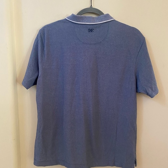 VINTAGE CUTTER AND BUCK WOMENS CORVETTE EMBROIDERED V NECK POLO BLUE HEATHER - Picture 5 of 6